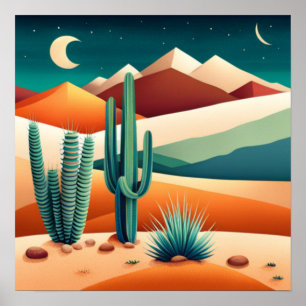 Southwestern Desert Moons Poster