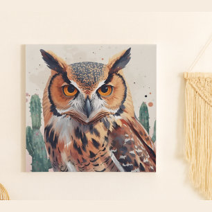 Southwestern Desert Owl Portrait Faux Canvas Print