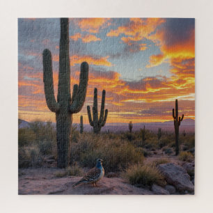 Southwestern Desert Quail at Sunrise  Jigsaw Puzzle