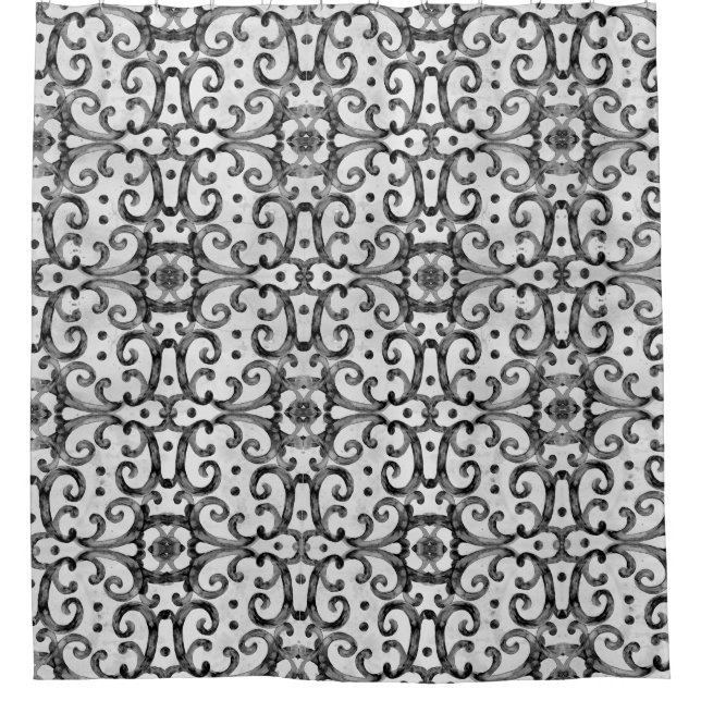Southwestern Desert Spanish Hacienda Scrollwork Shower Curtain (Front)