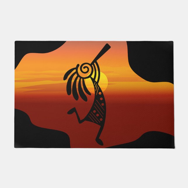 Southwestern Desert Sun Kokopelli Doormat (Front)