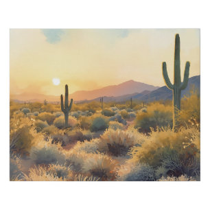 Southwestern Desert Sunset and Saguaro Cactus Faux Canvas Print