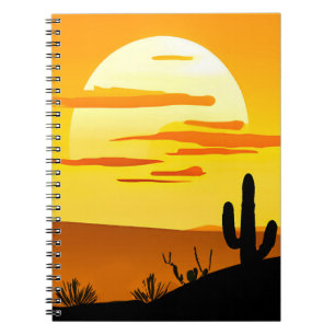 Southwestern Desert Sunset with Cactus  Notebook