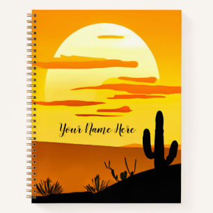 Southwestern Desert Sunset with Cactus  Notebook