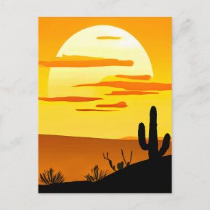Southwestern Desert Sunset with Cactus  Postcard