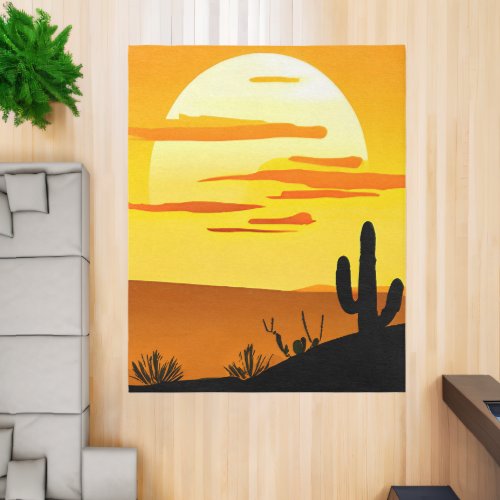 Southwestern Desert Sunset with Cactus  Rug