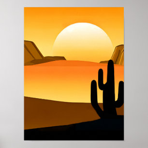 Southwestern Desert Sunset with Mesas Poster