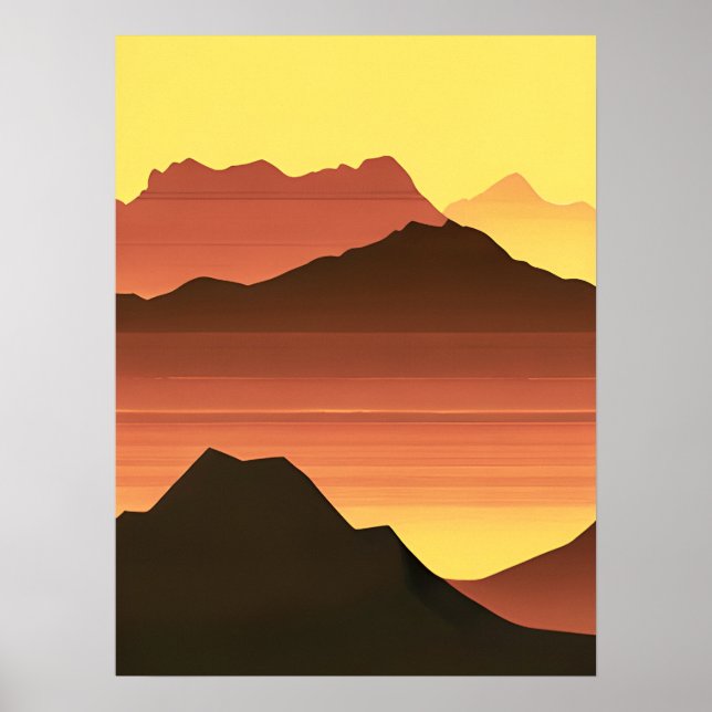 Southwestern Desert Sunset with Mountains  Poster (Front)