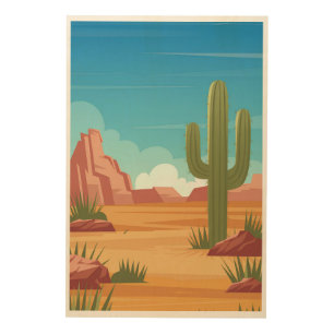 Southwestern Desert Wall Art – Flat Vector Cactus 