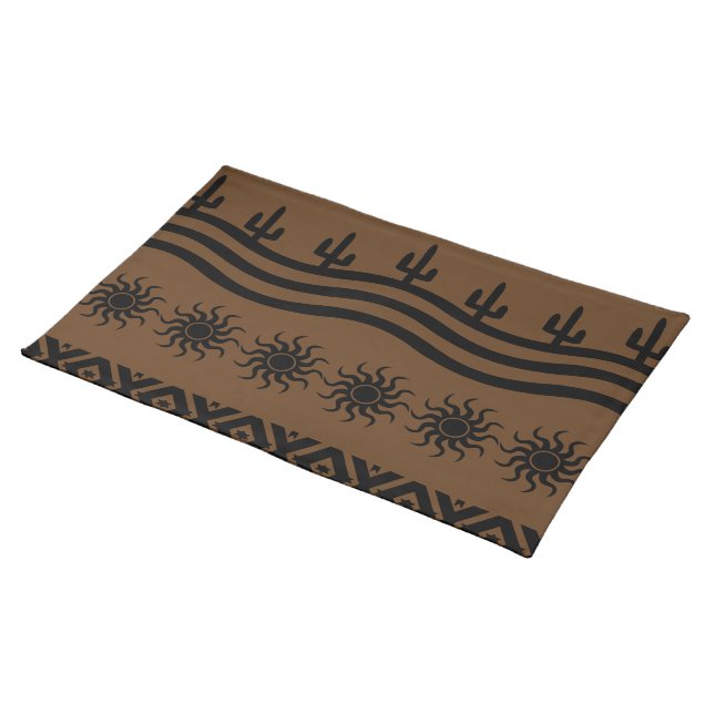 Southwestern Design Black And Brown Placemat (On Table)