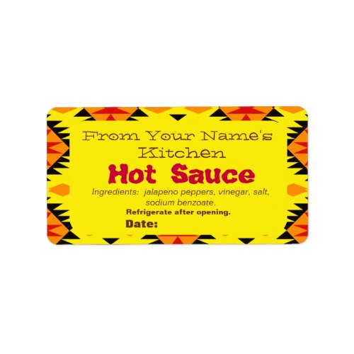 Southwestern Design Homemade Hot Sauce Labels