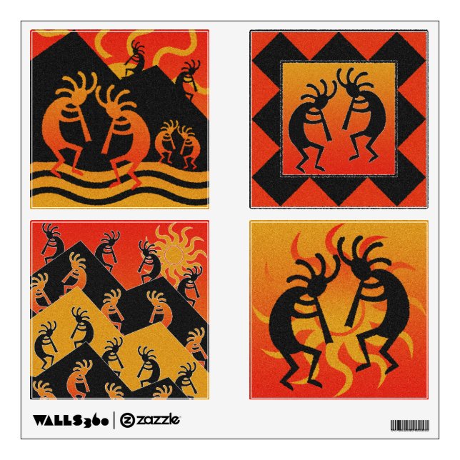 Southwestern Design Kokopelli 4 Piece Wall Sticker (Front)