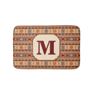 Southwestern Design Tan Monogram Bathroom Mat