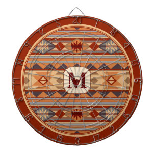 Southwestern Design Tan Monogram Dartboard With Darts