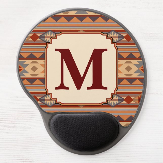 Southwestern Design Tan Monogram Gel Mouse Pad (Front)