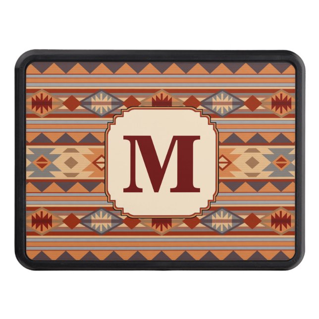 Southwestern Design Tan Monogram Tow Hitch Cover (Front)