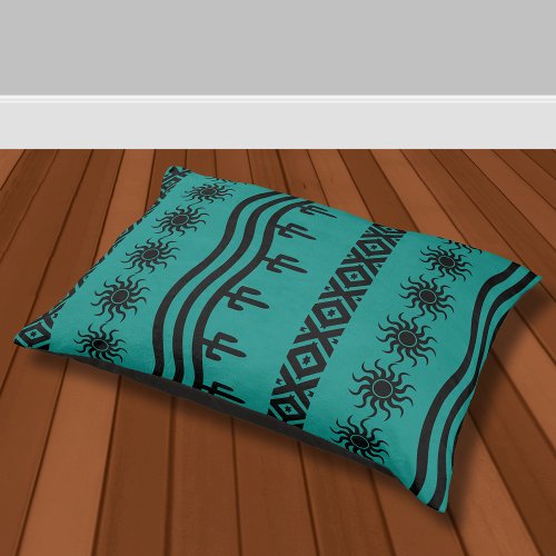 Southwestern Design Teal And Black Dog Bed