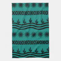 Tea Towels, Aqua, Rust, and Gold, Southwestern Colors, Dish Towels