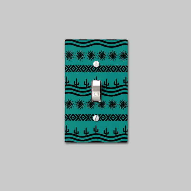 Southwestern Design Teal And Black Light Switch Cover (Creator Uploaded)