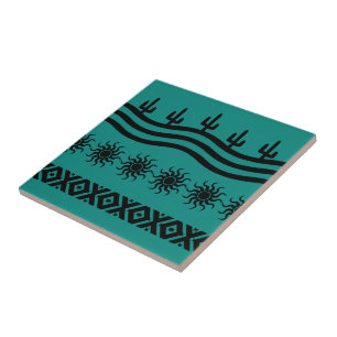 Southwestern Design Teal And Black Tile Trivet