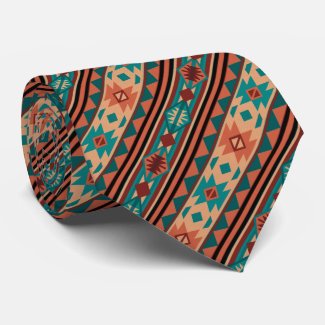 Southwestern Design Turquoise Terracotta Tie