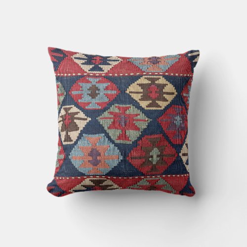 Southwestern Diamond Colorful Ornate Throw Pillow