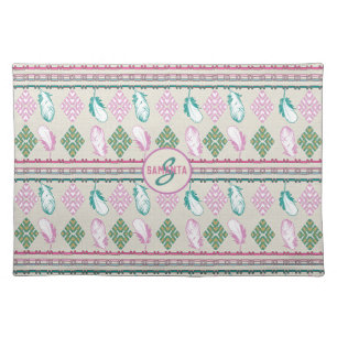 Southwestern ethnic feathers pattern cloth placemat