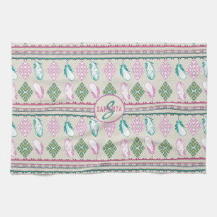 southwestern ethnic feathers pattern kitchen towel