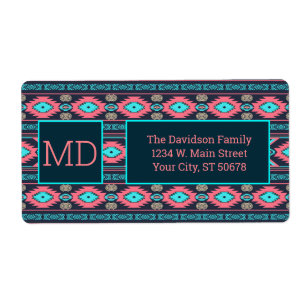 Southwestern Ethnic Geometric Aztec Label