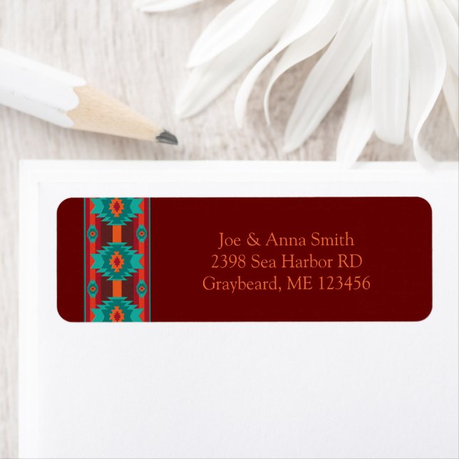 Southwestern ethnic geometric design label (Insitu)