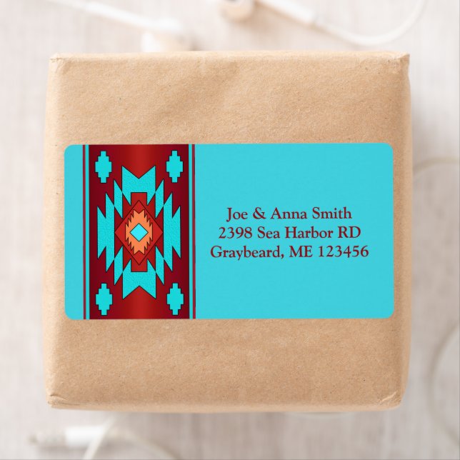 Southwestern ethnic geometric design label (Insitu)