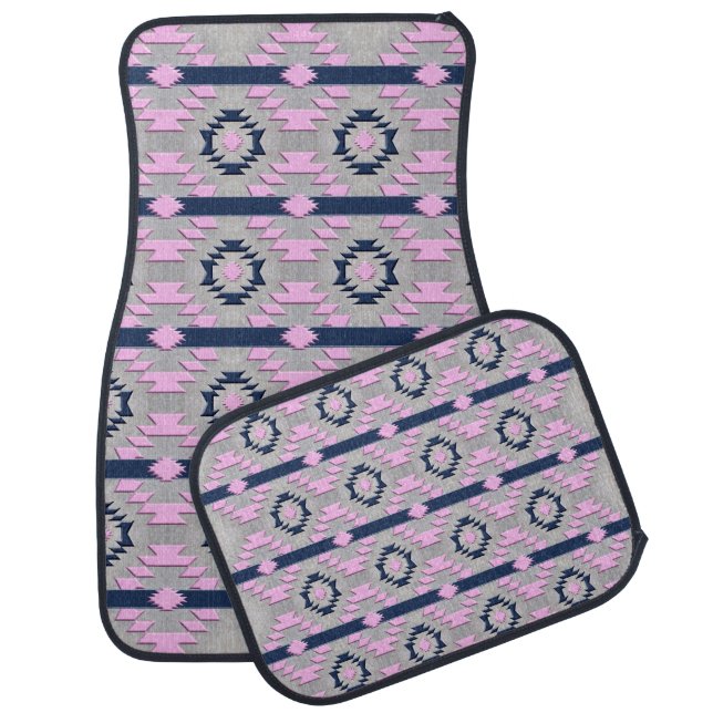 Southwestern Ethnic Geometric  pattern Car Floor Mat (Set)