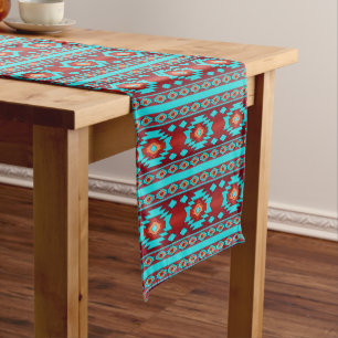 Southwestern ethnic geometric pattern short table runner