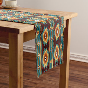 Southwestern ethnic geometric pattern. short table runner