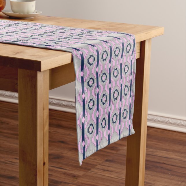 Southwestern ethnic geometric pattern short table runner (In Situ)