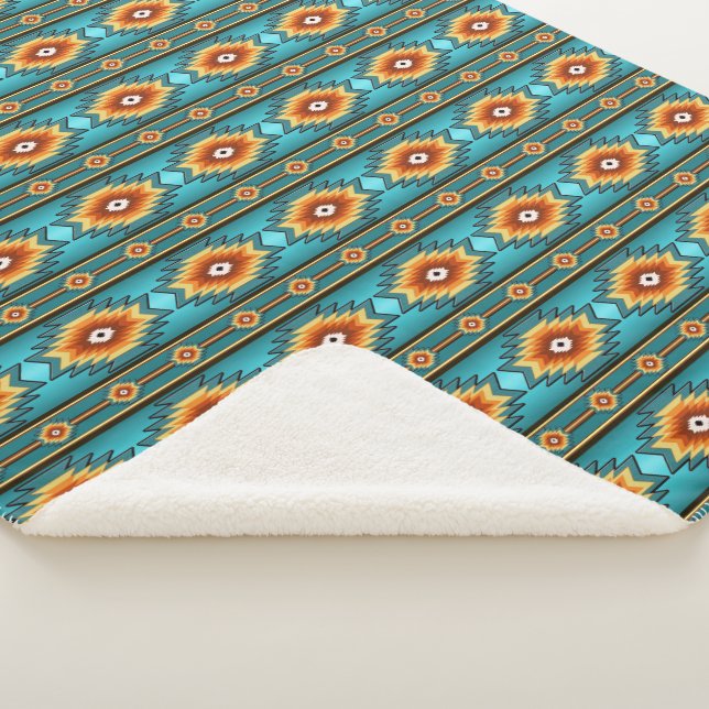 Southwestern Ethnic Geometric Sherpa Blanket (3/4)