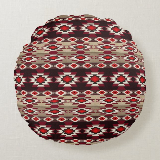 Southwestern ethnic native pattern round pillow (Front)