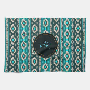 Southwestern ethnic pattern. Monogram. Towel