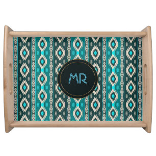 Southwestern ethnic pattern. Monogram. Towel Plac Serving Tray