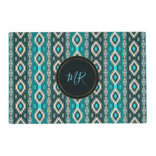 Southwestern ethnic  pattern. Monogram. Towel Placemat