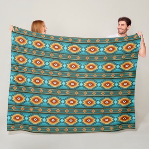 southwestern ethnic tribal geometric fleece blanket