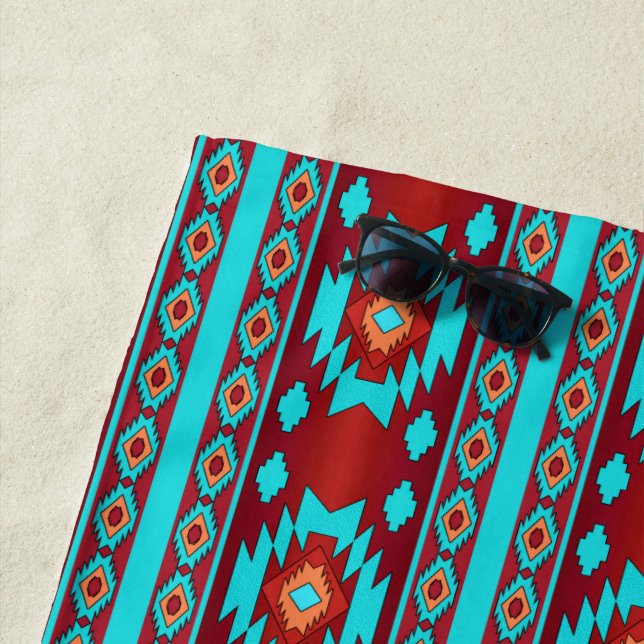 Southwestern ethnic tribal pattern. beach towel (In Situ)