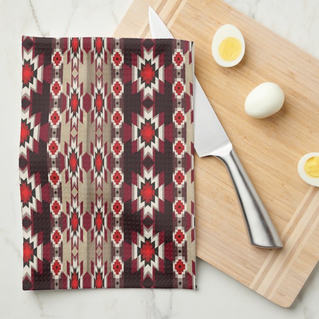 Southwestern ethnic tribal pattern.   kitchen towel (Quarter Fold)