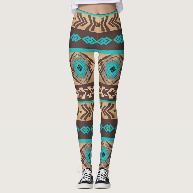 Southwestern ethnic tribal pattern. leggings (Front)