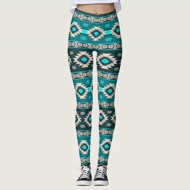 Southwestern ethnic tribal pattern. leggings (Front)