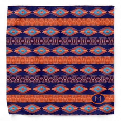 Southwestern ethnic tribal patternmonogram bandana