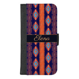 Southwestern ethnic tribal pattern.monogram iPhone 8/7 plus wallet case