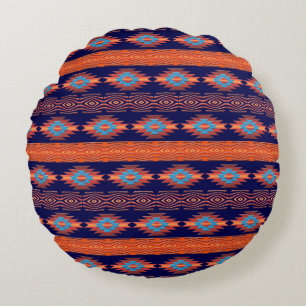 Southwestern ethnic tribal pattern. round pillow