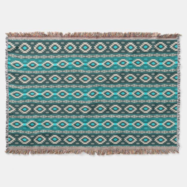 southwestern ethnic tribal pattern throw blanket (Front)