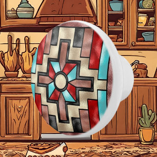 Southwestern Faux Stained Glass ceramic knob